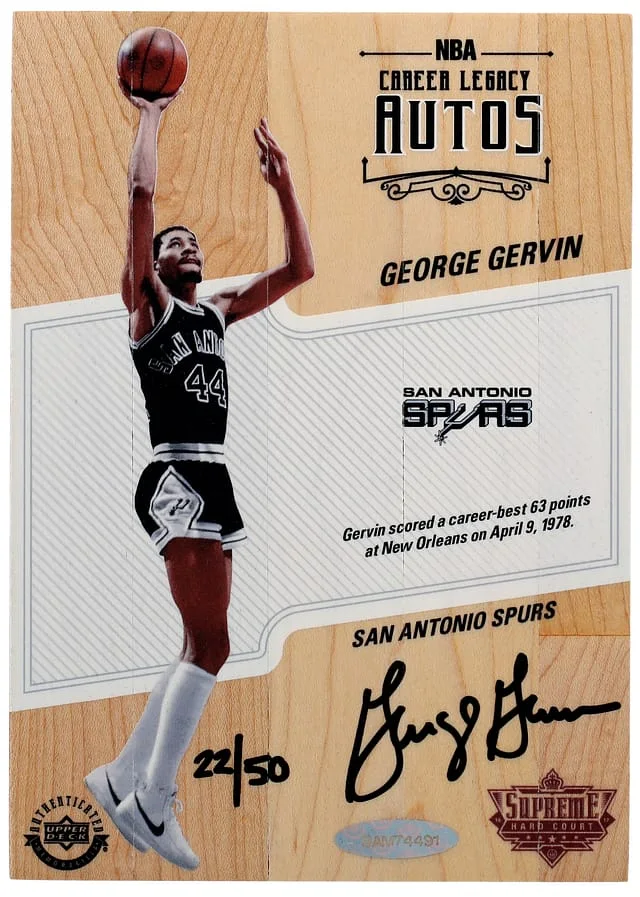 2016-17 Upper Deck George Gervin NBA Supreme Hard Court NBA Career Legacy Autographs #CLA-GG2 card image