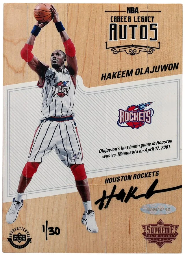 2016-17 Upper Deck Hakeem Olajuwon NBA Supreme Hard Court NBA Career Legacy Autographs #CLA-HO4 card image