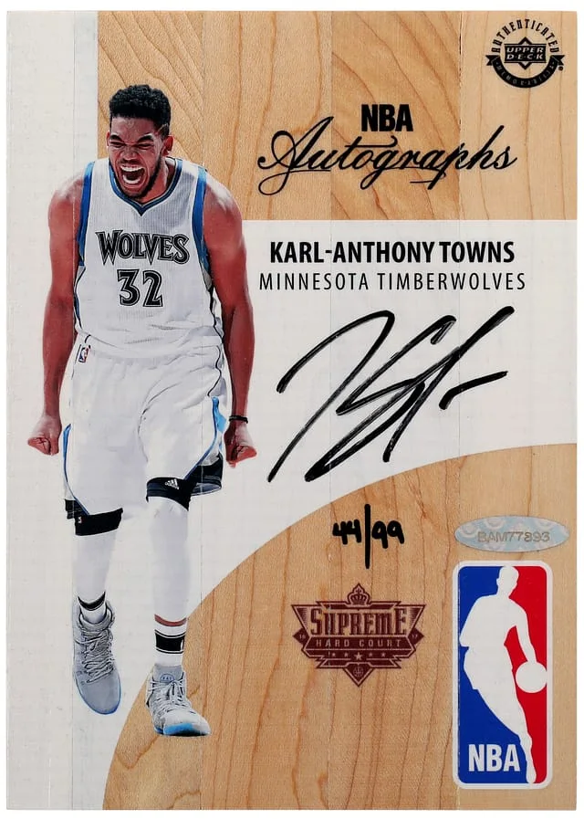 2016-17 Upper Deck Karl-Anthony Towns NBA Supreme Hard Court NBA Autographs #ALM-KT card image