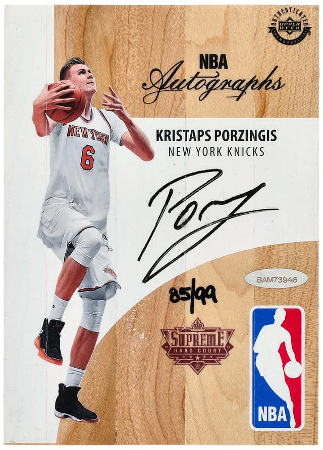 2016-17 Upper Deck Kristaps Porzingis Supreme Hard Court Autograph #ALM-KP card image