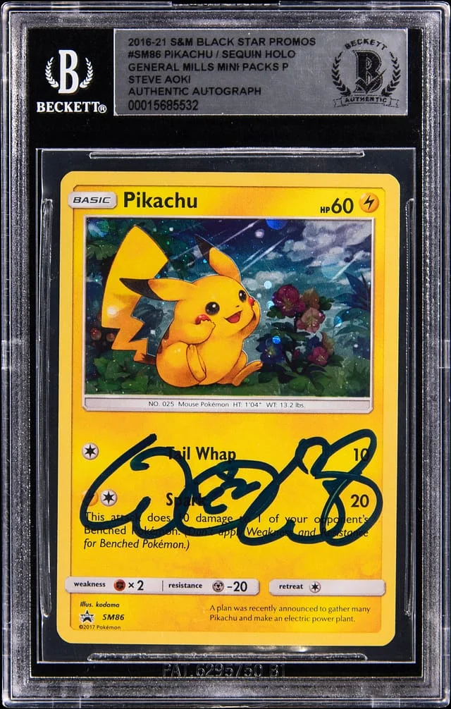 2016-21 Pokemon Sun & Moon Black Star Promos General Mills Mini Packs Sequin Holo Pikachu #SM86 card image