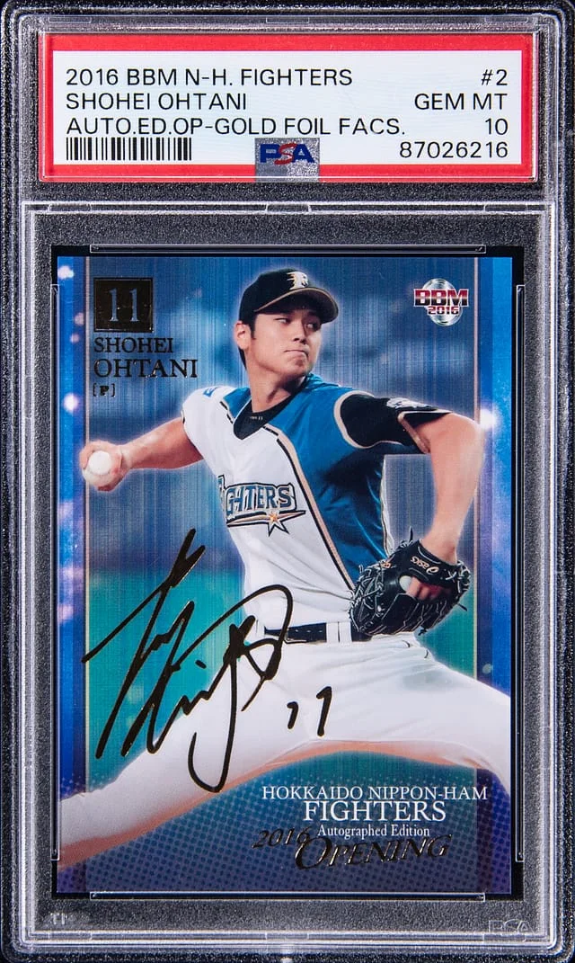 2016 BBM Hokkaido Nippon-Ham Fighters Autographed Edition Opening Gold Foil Facsimile Shohei Ohtani #2 card image