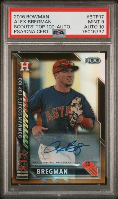 2016 Bowman Alex Bregman Scouts' Top 100 Autograph #BTP-17 card image
