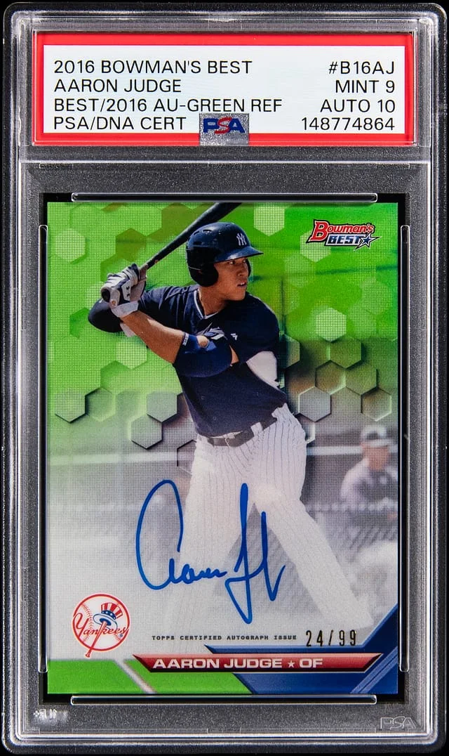 2016 Bowman Best Aaron Judge of 2016 Autographs Green Refractor #B16-AJ card image