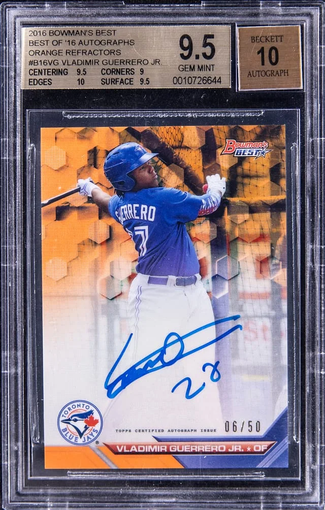 2016 Bowman Best Vladimir Guerrero Jr. Best of '16 Autograph Orange Refractor #B16-VG card image