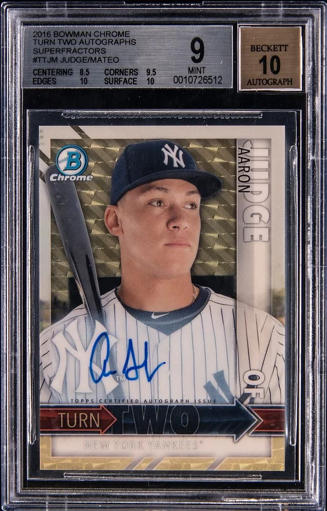 2016 Bowman Chrome Aaron Judge/Jorge Mateo Turn Two Autographs SuperFractor #TT-JM card image