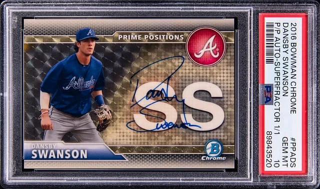 2016 Bowman Chrome Dansby Swanson Prime Positions Autograph SuperFractor #PPA-DS card image