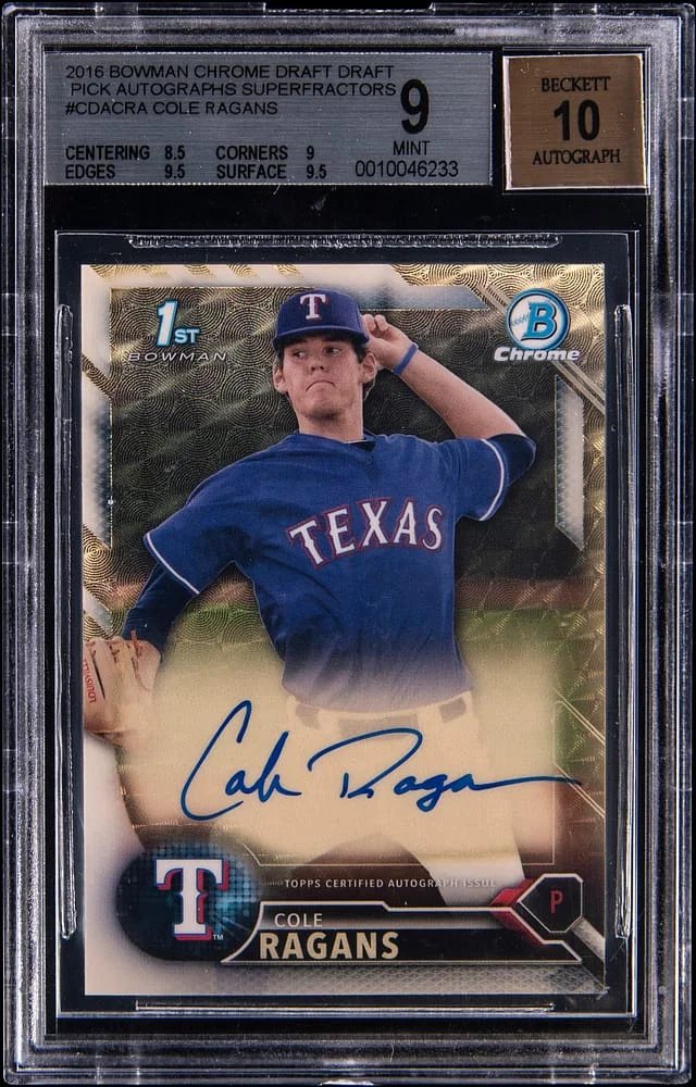 2016 Bowman Chrome Draft Cole Ragans Picks Autographs SuperFractor #CDA-CRA card image