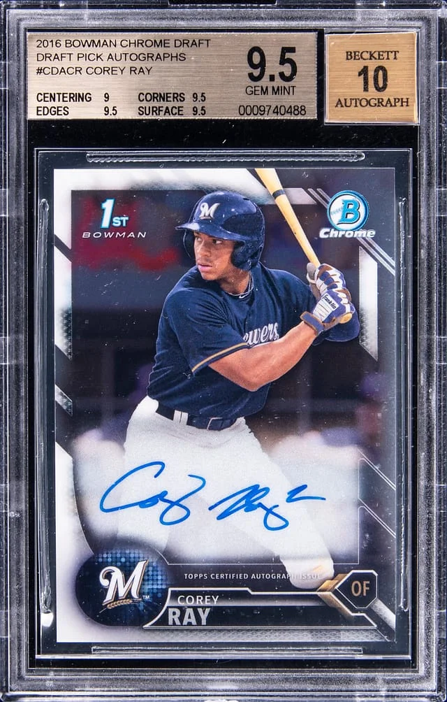 2016 Bowman Chrome Draft Corey Ray Picks Autographs #CDA-CR card image