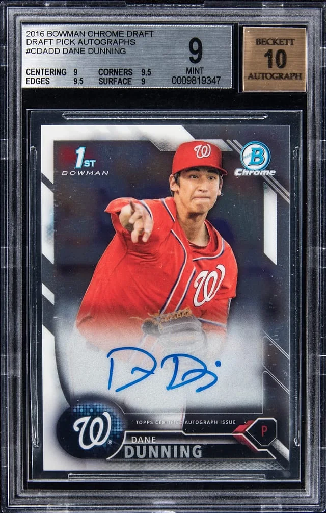 2016 Bowman Chrome Draft Dane Dunning Blue Wave Refractors #CDA-DD card image
