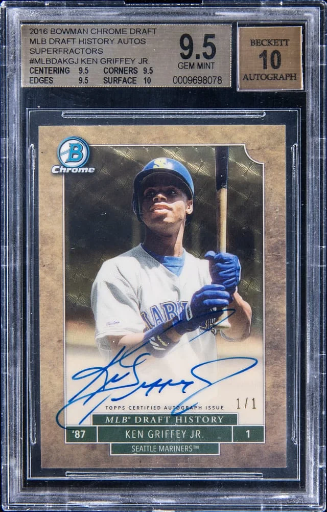 2016 Bowman Chrome Draft Ken Griffey Jr. MLB Draft History Autographs SuperFractor #MLBDA-KGJ card image