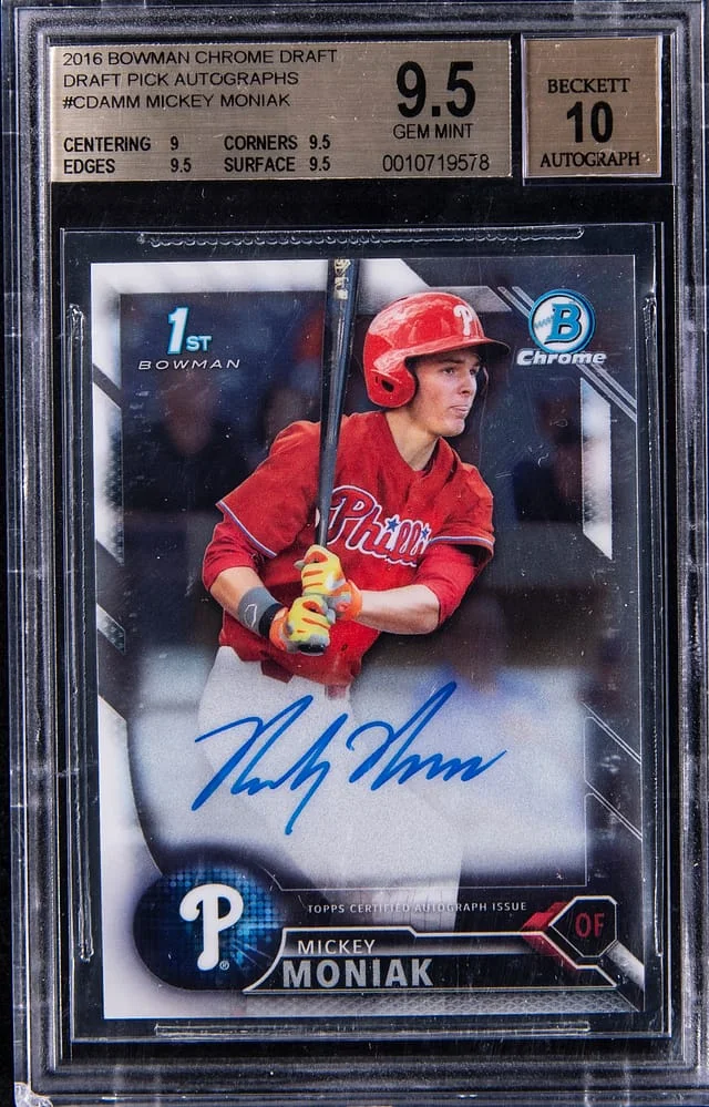 2016 Bowman Chrome Draft Mickey Moniak Draft Pick Autographs #CDA-MM card image