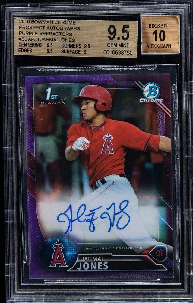 2016 Bowman Chrome Jahmai Jones Prospect Autos Blue Refractors #BCAP-JJ card image
