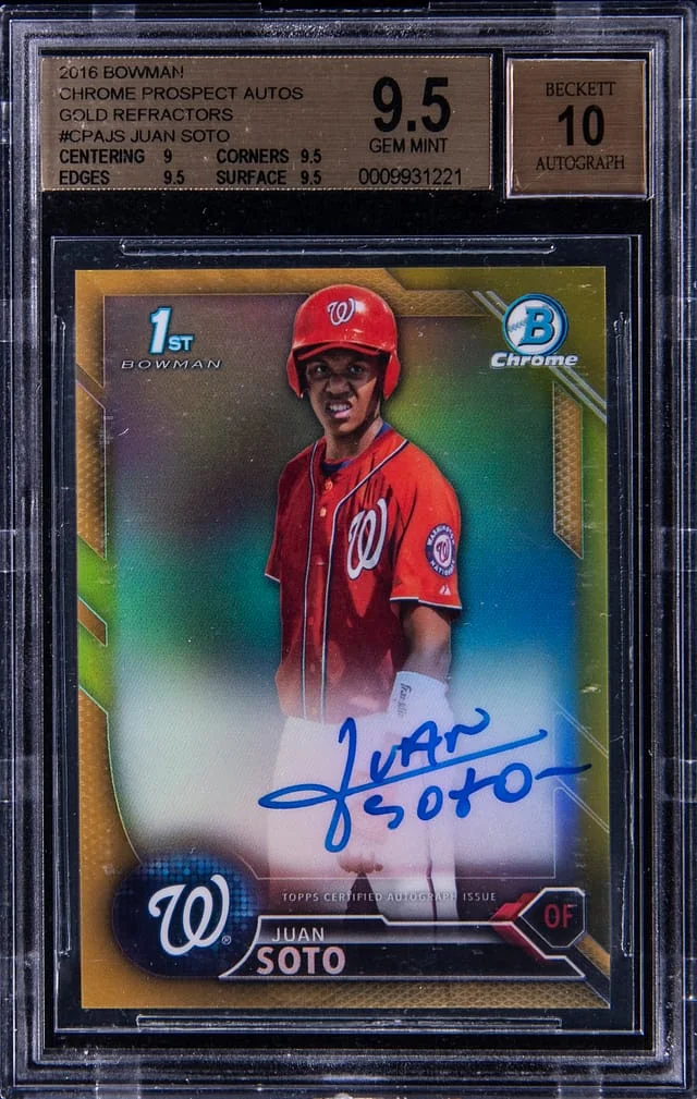 2016 Bowman Chrome Juan Soto Prospect Autographs Orange Refractor #CPA-JS card image