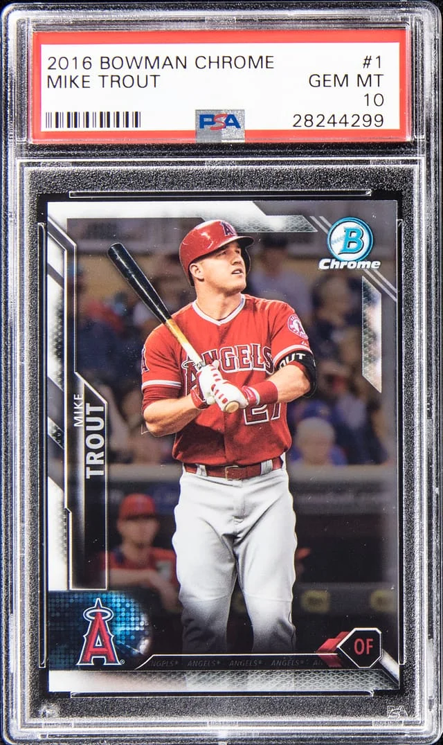 2016 Bowman Chrome Mike Trout Purple Refractor #1 card image