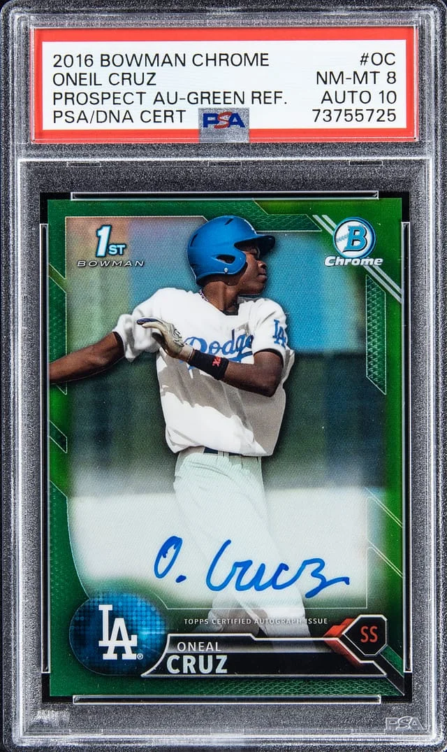 2016 Bowman Chrome O'Neal Cruz Prospect Autograph Green Refractor #BCAP-OC card image
