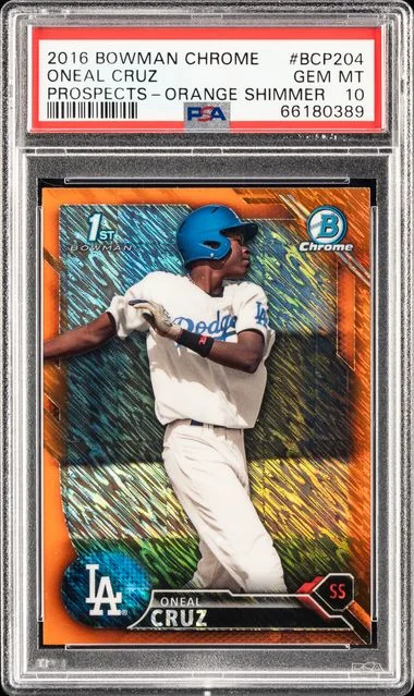 2016 Bowman Chrome Prospects Oneal Cruz Orange Shimmer #BCP-204 card image