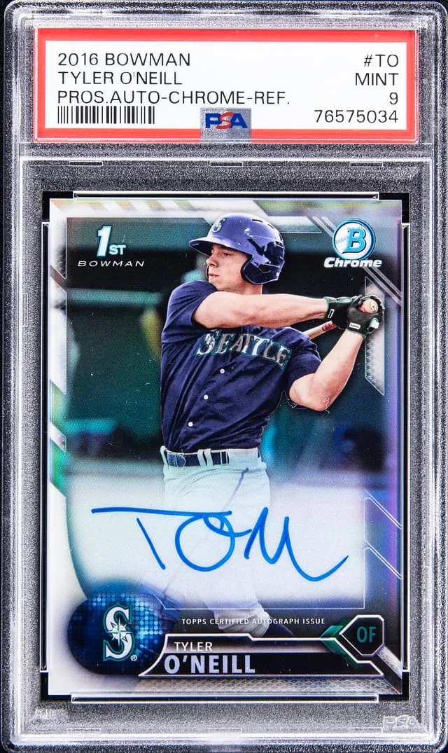 2016 Bowman Chrome Tyler O'Neill Prospect Autograph Blue Refractor #CPA-TO card image