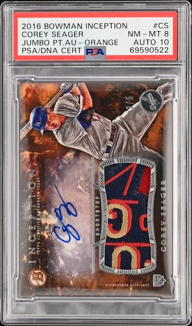2016 Bowman Corey Seager Inception Jumbo Patch Autographs Orange #CS card image