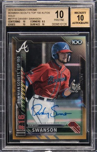 2016 Bowman Dansby Swanson Scouts Top 100 Autos #BTP16 card image