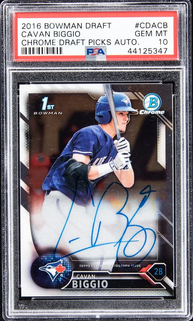 2016 Bowman Draft Cavan Biggio Chrome Draft Picks Autographs Gold Wave Refractor #CDA-CB card image