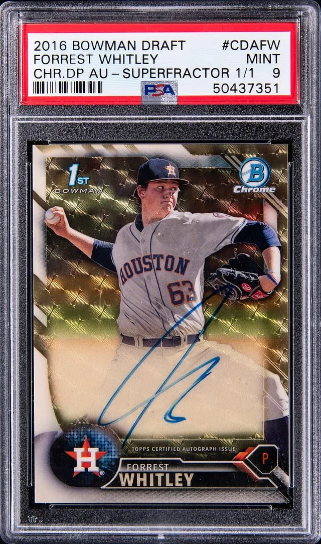 2016 Bowman Draft Forrest Whitley Chrome Draft Pick Autographs SuperFractor #CDA-FW card image