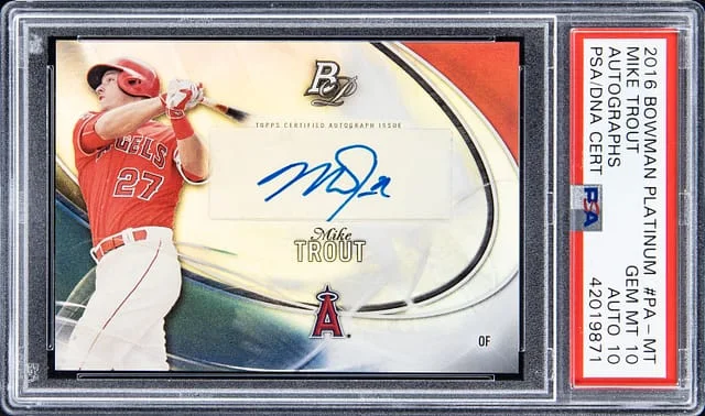 2016 Bowman Platinum Mike Trout Autograph #PA-MT card image