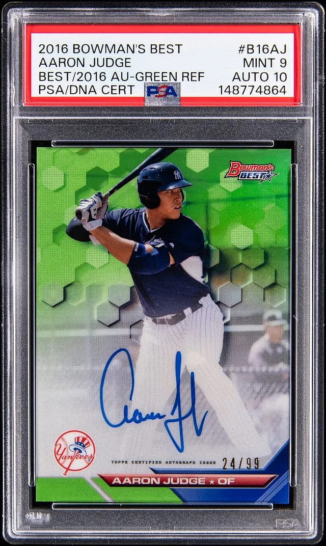 2016 Bowman's Best Aaron Judge Best of 2016 Autograph Refractor #B16-AJ card image