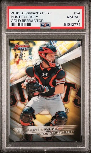 2016 Bowman's Best Buster Posey Gold Refractor #54 card image