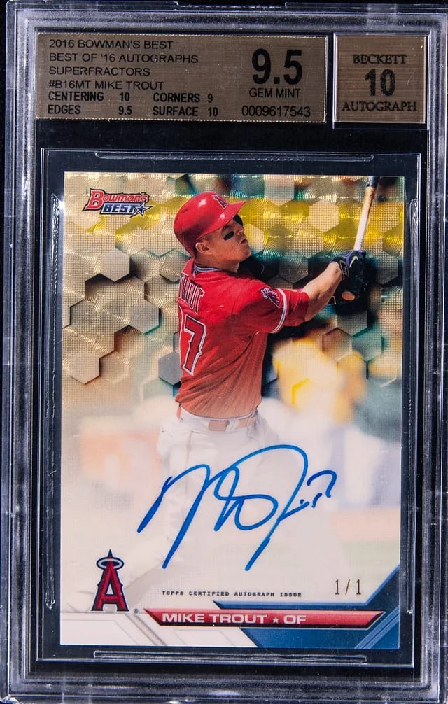 2016 Bowman's Best Mike Trout Best of '16 Autographs #B16-MT card image