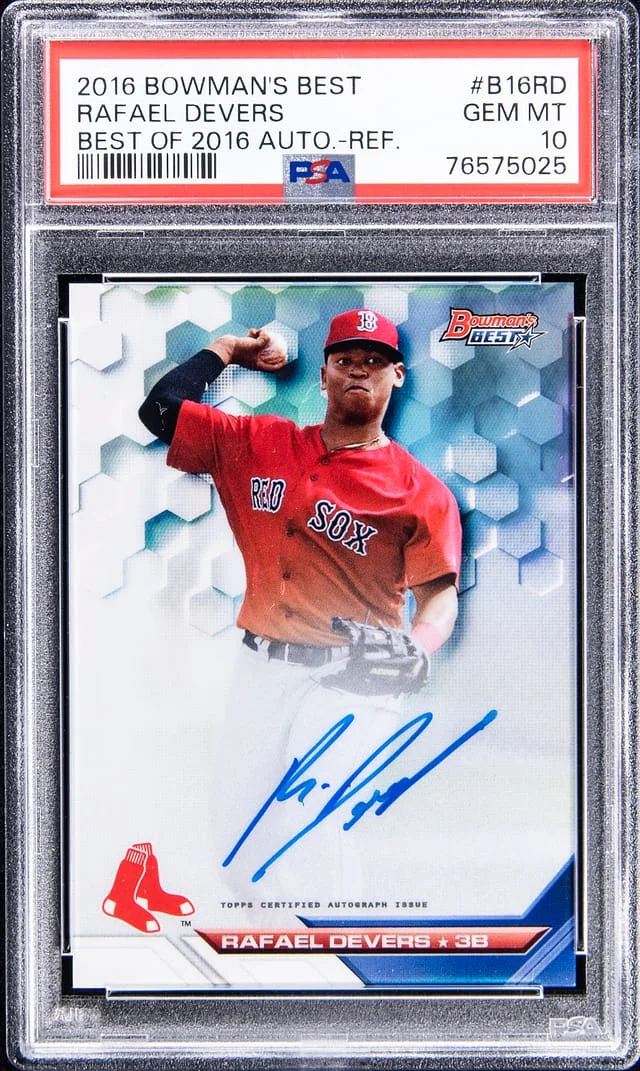 2016 Bowman's Best Rafael Devers Best of 2016 Autograph Refractor #B16-RD card image