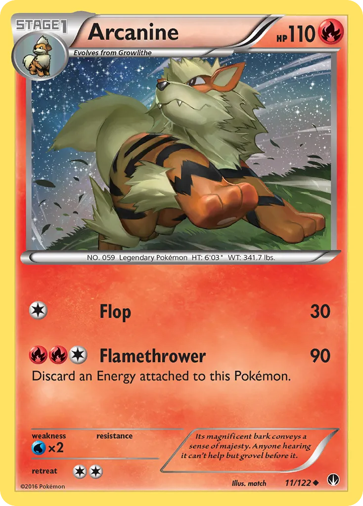 2016 BREAKpoint Arcanine Uncommon #011/122 Uncommon card image