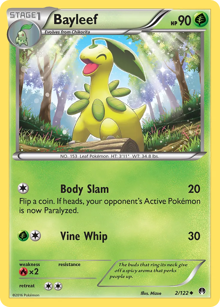 2016 BREAKpoint Bayleef Uncommon #002/122 Uncommon card image