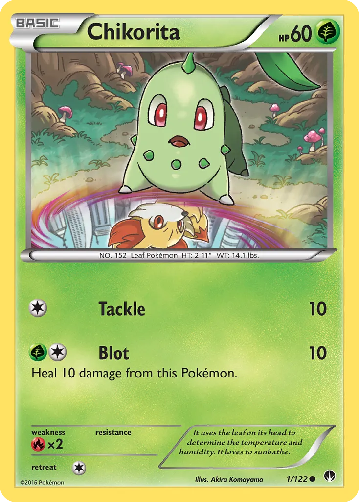 2016 BREAKpoint Chikorita Common #001/122 Common card image
