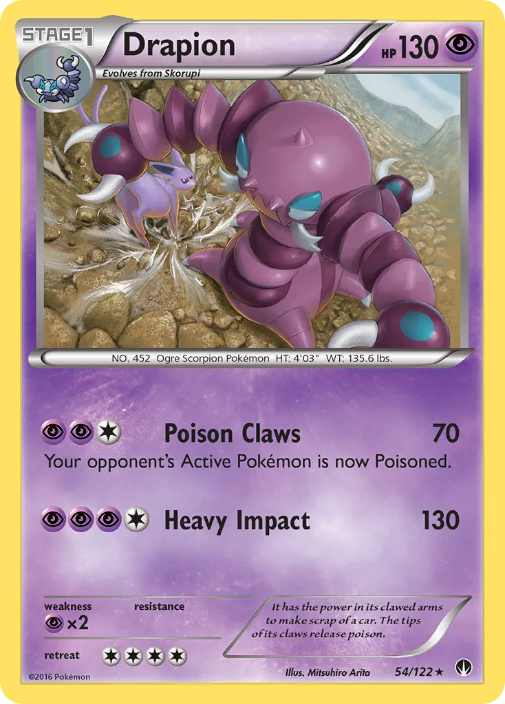 2016 BREAKpoint Drapion Rare #054/122 Rare card image