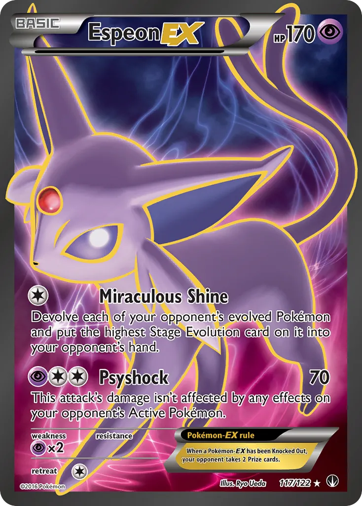 2016 BREAKpoint Espeon-EX #117/122 Rare Ultra card image