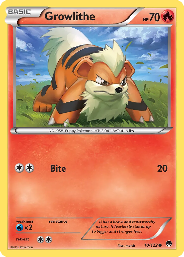 2016 BREAKpoint Growlithe Common #010/122 Common card image