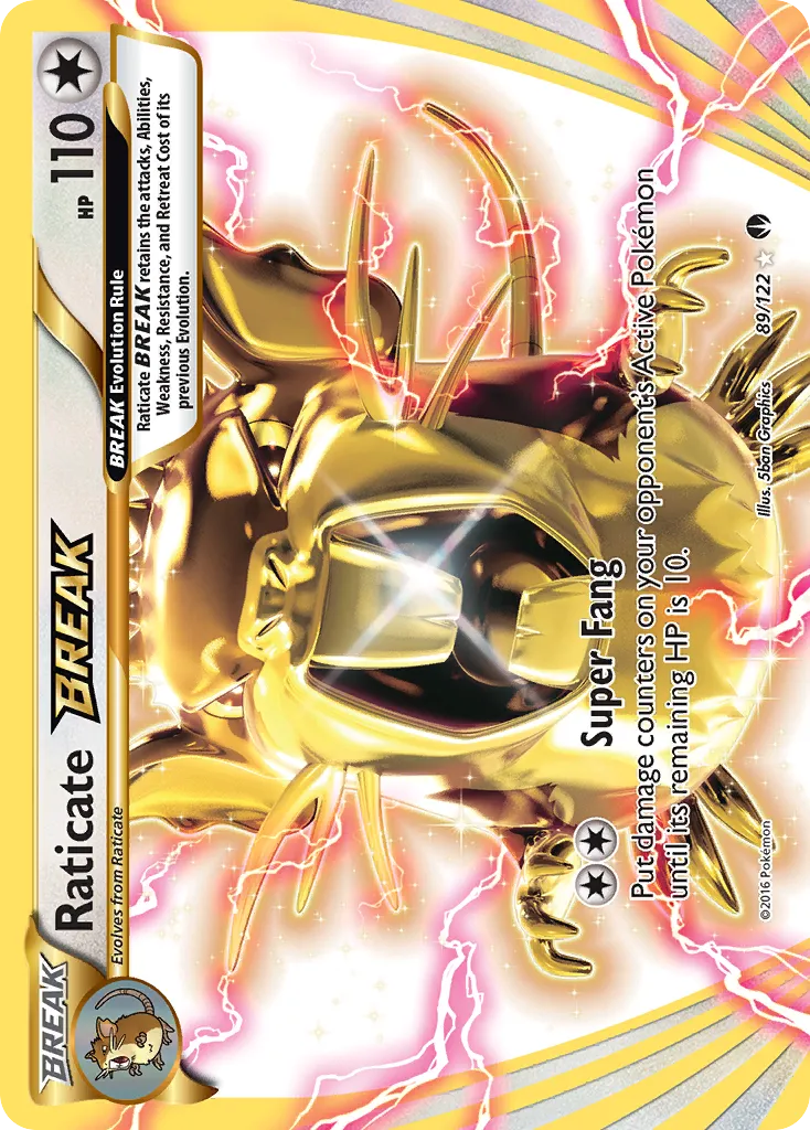 2016 BREAKpoint Raticate BREAK Rare BREAK #089/122 Rare BREAK card image