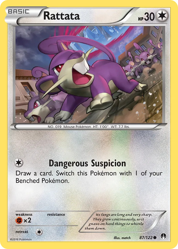 2016 BREAKpoint Rattata Common #087/122 Common card image