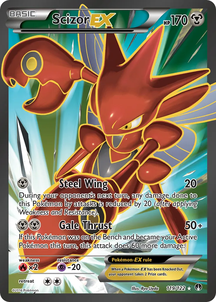 2016 BREAKpoint Scizor-EX #119/122 Rare Ultra card image