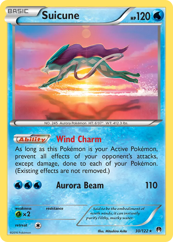 2016 BREAKpoint Suicune Rare Holo #030/122 Rare Holo card image