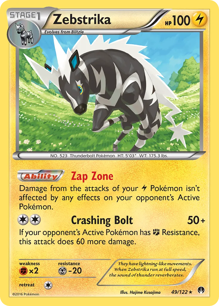 2016 BREAKpoint Zebstrika Rare #049/122 Rare card image
