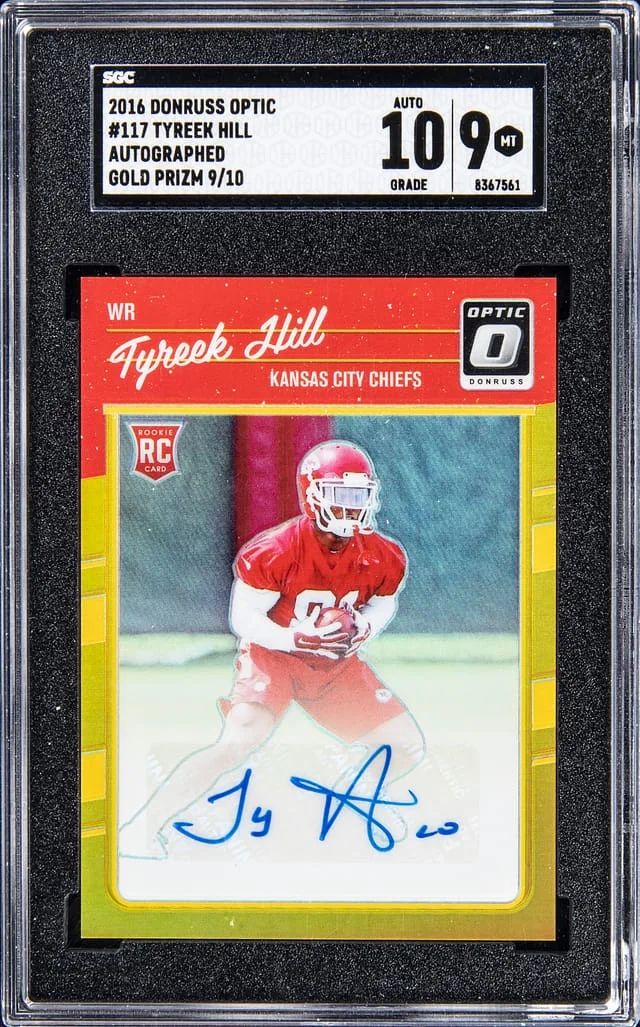 2016 Donruss Optic Tyreek Hill Gold Prizm #117 card image