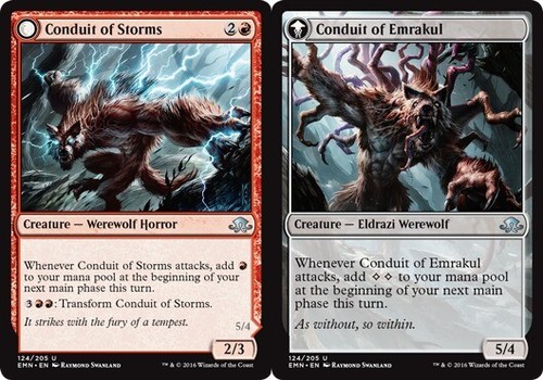 2016 Eldritch Moon Conduit of Storms // Conduit of Emrakul uncommon #124 unlisted card image
