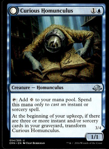 2016 Eldritch Moon Curious Homunculus // Voracious Reader uncommon #54 unlisted card image