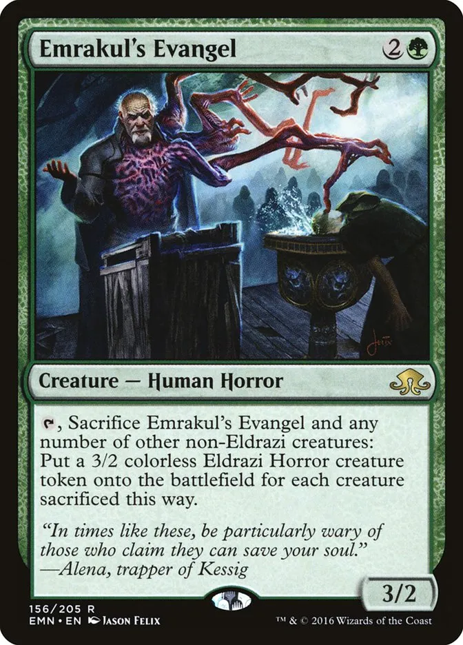 2016 Eldritch Moon Emrakul's Evangel rare #156 unlisted card image