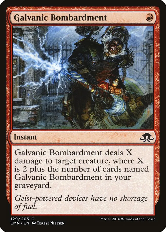 2016 Eldritch Moon Galvanic Bombardment common #129 unlisted card image
