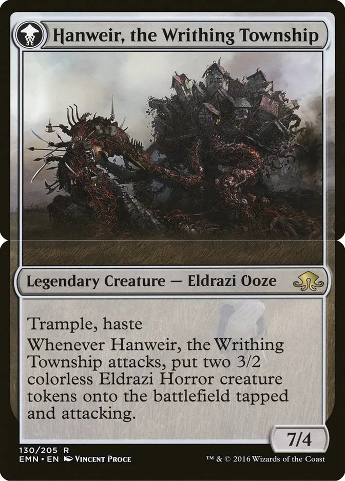 2016 Eldritch Moon Hanweir, the Writhing Township rare #130b unlisted card image