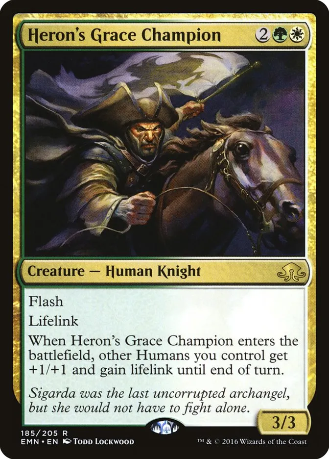 2016 Eldritch Moon Heron's Grace Champion rare #185 unlisted card image