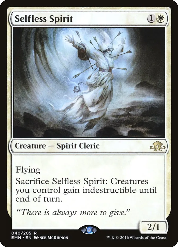 2016 Eldritch Moon Selfless Spirit rare #40 unlisted card image